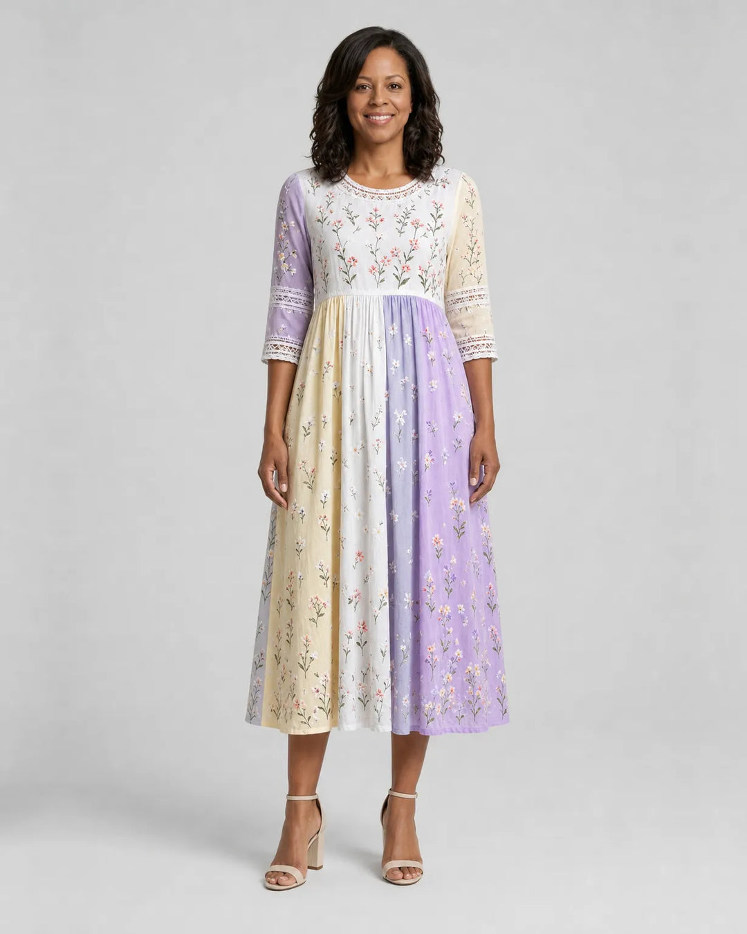 Lulu | Lavender Meadow Patchwork Midi Dress