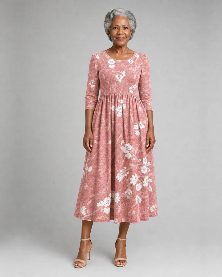 Ebony | Blush Bloom Grace Pocket Midi Dress