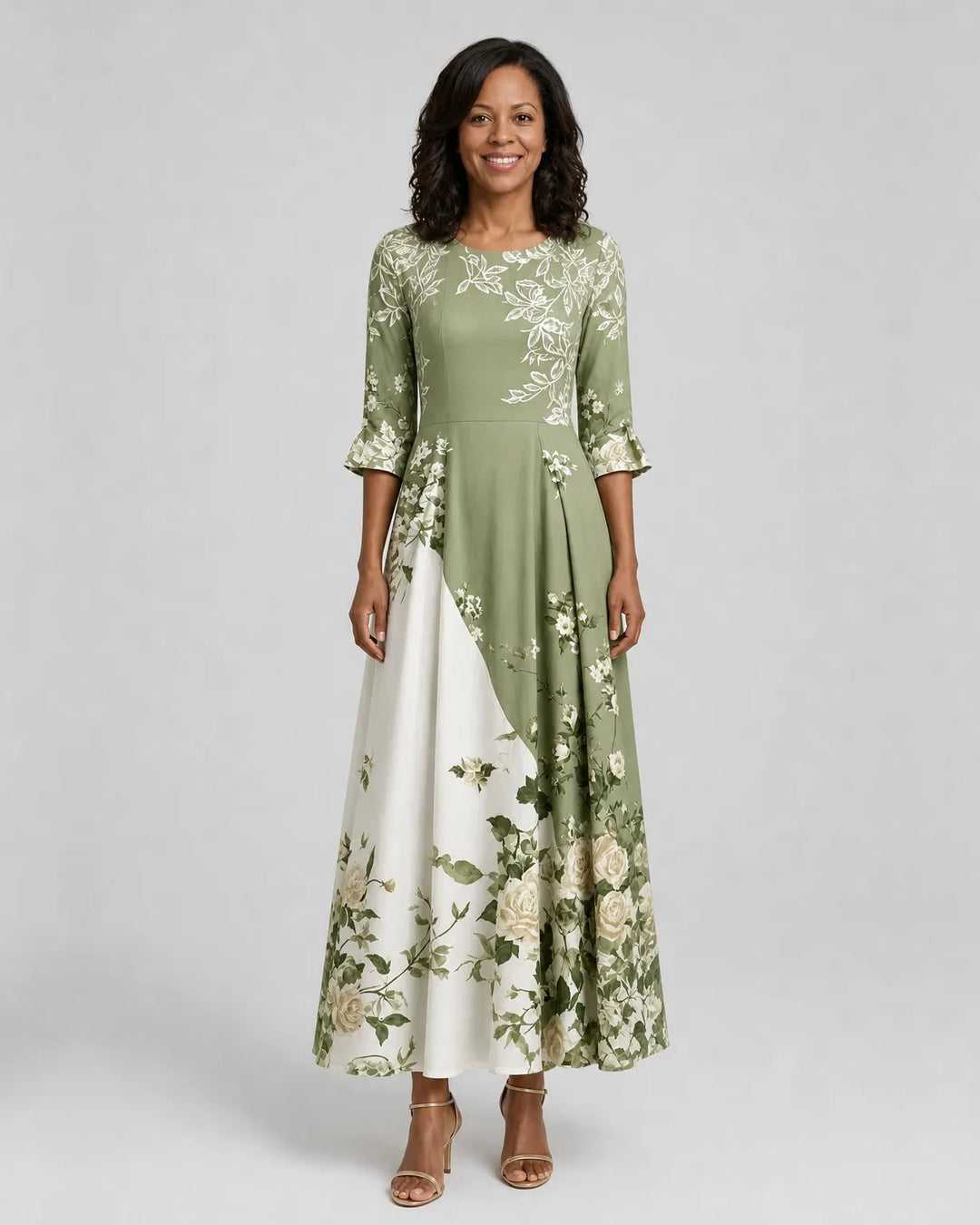 Asha | Sage Garden Rose Pocket Maxi Dress