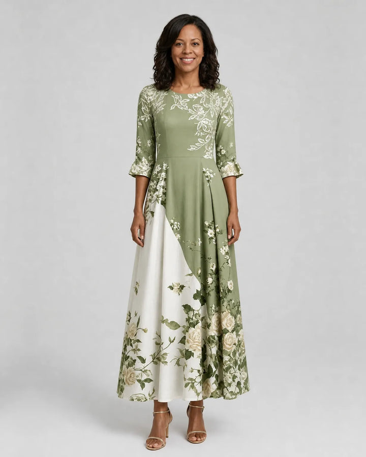Asha | Sage Garden Rose Pocket Maxi Dress