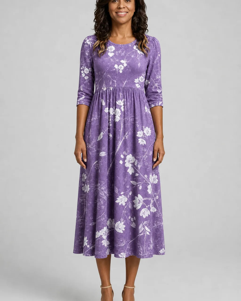 Oba | Lavender Bloom Comfort Pocket Midi Dress