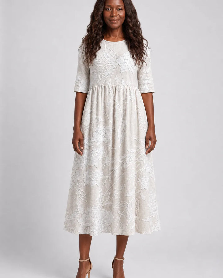 Amina | Whispering Garden Elegant Pocket Midi Dress