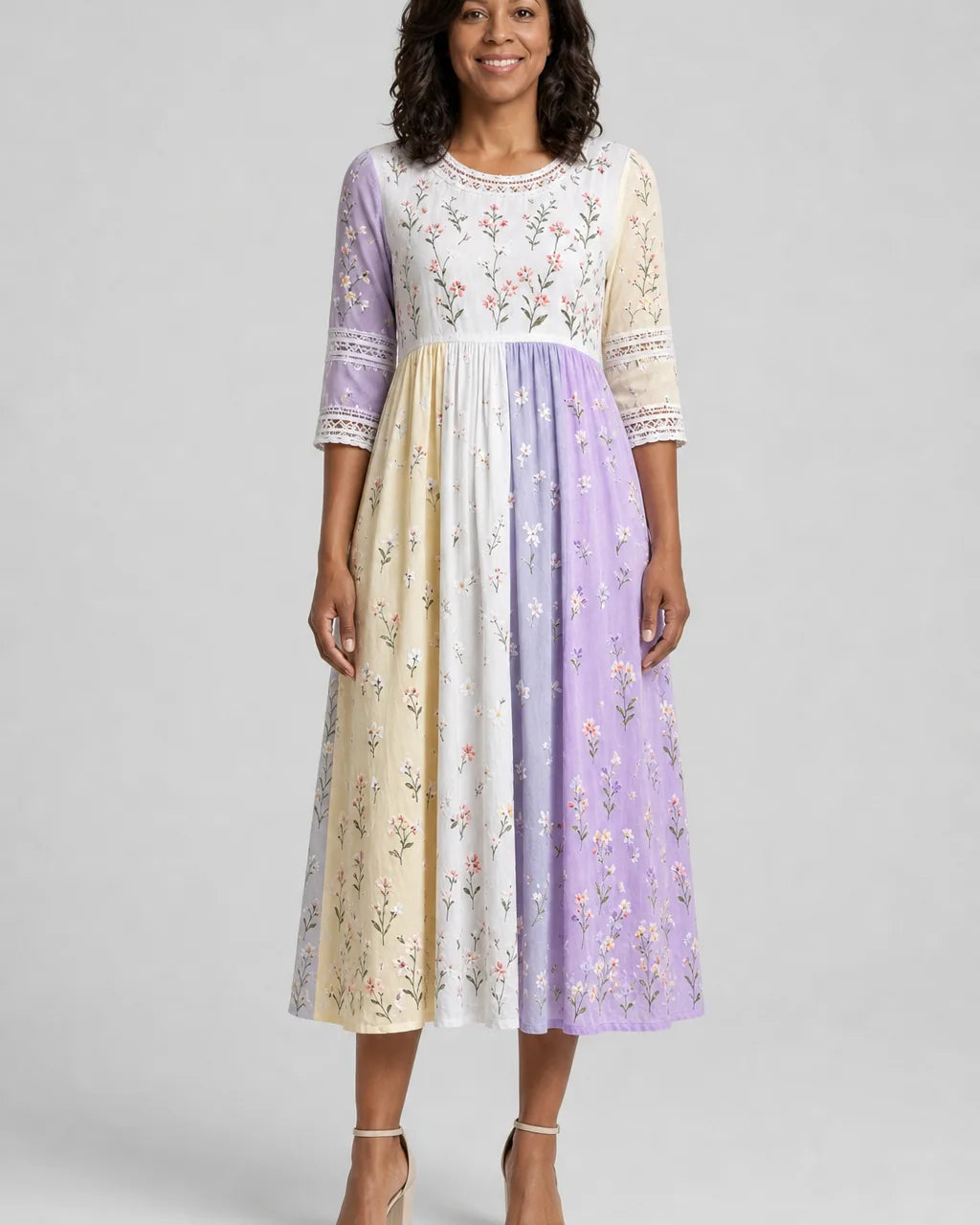 Lulu | Lavender Meadow Patchwork Midi Dress