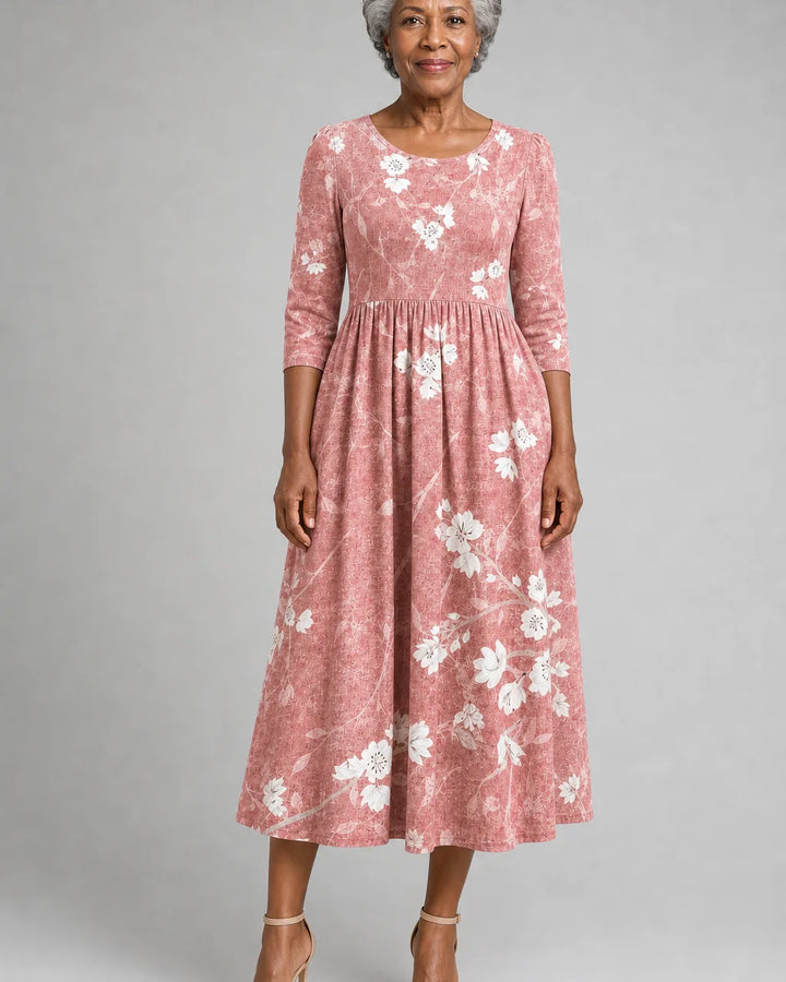 Ebony | Blush Bloom Grace Pocket Midi Dress