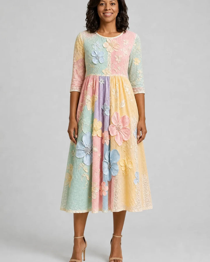Folake | Pastel Bloom Garden Pocket Midi Dress