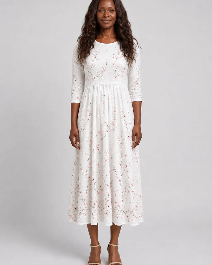 Zawadi | Cherry Blossom Grace Everyday Midi Dress