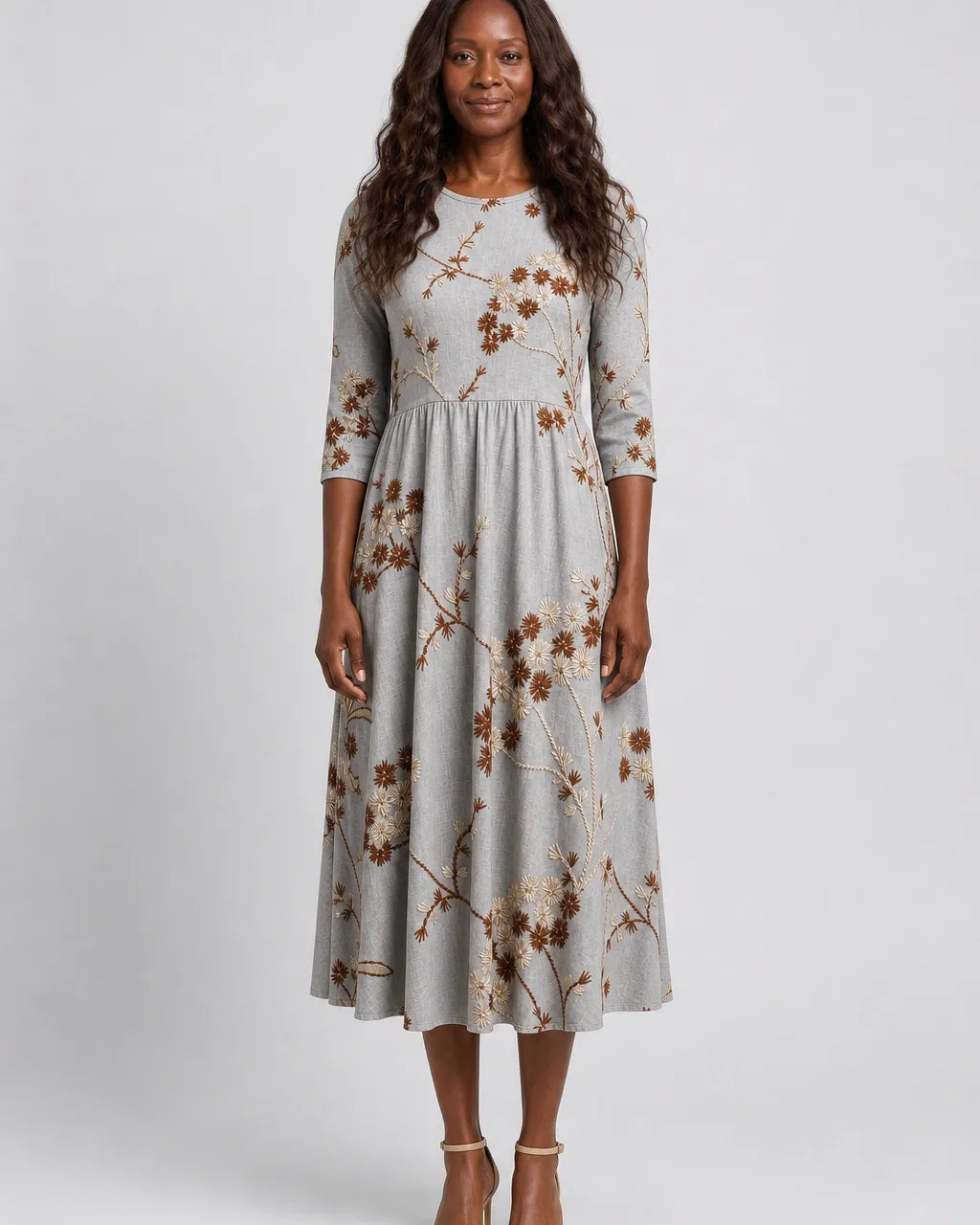 Adira | Autumn Blossom Pocket Midi Dress