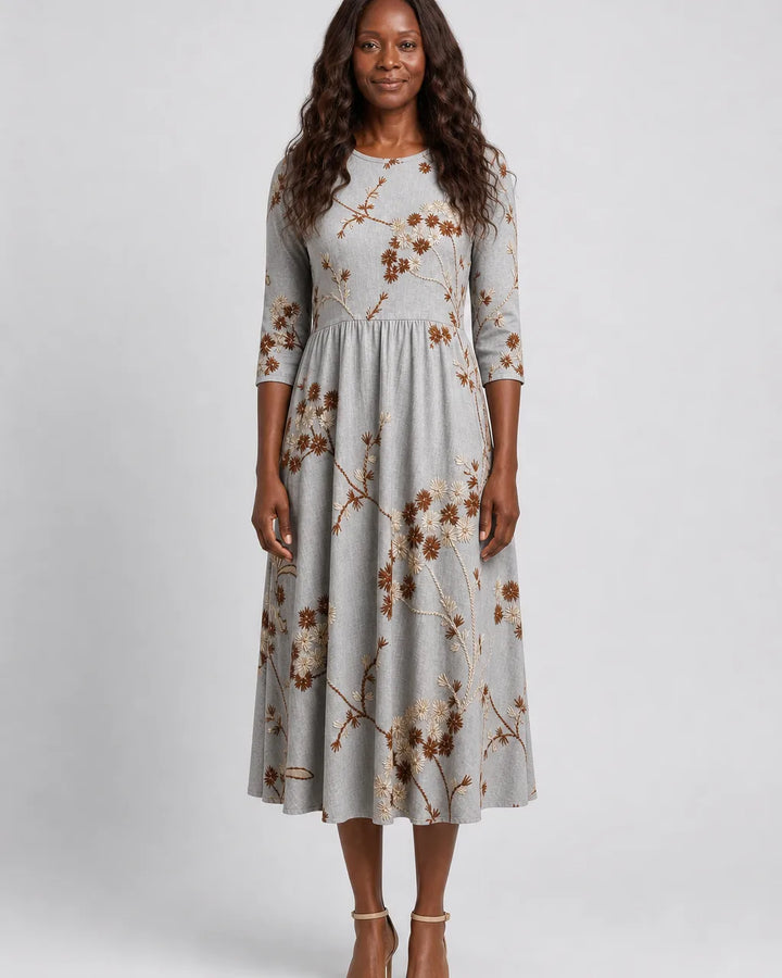 Adira | Autumn Blossom Pocket Midi Dress