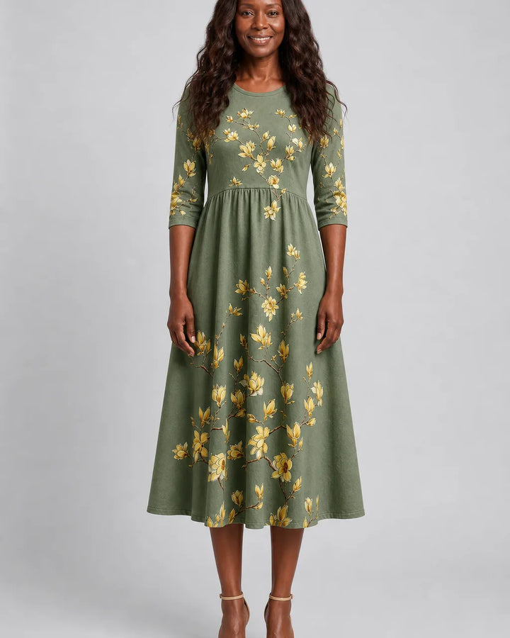 Oni | Sage Blossom Grace Pocket Midi Dress
