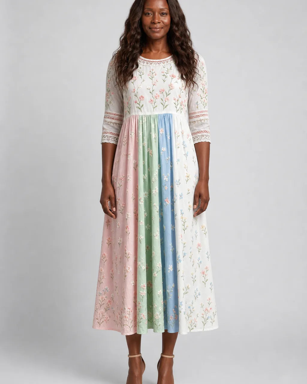 Ife | Pastel Meadow Floral Pocket Midi Dress