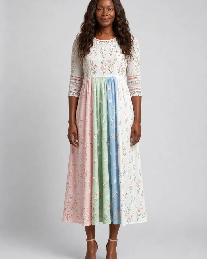 Ife | Pastel Meadow Floral Pocket Midi Dress