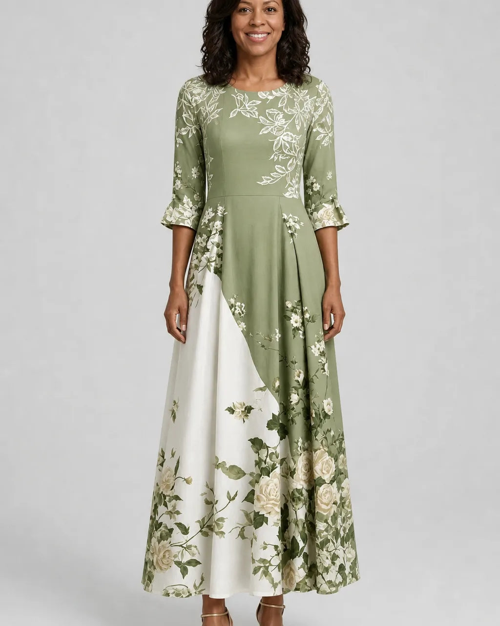 Asha | Sage Garden Rose Pocket Maxi Dress