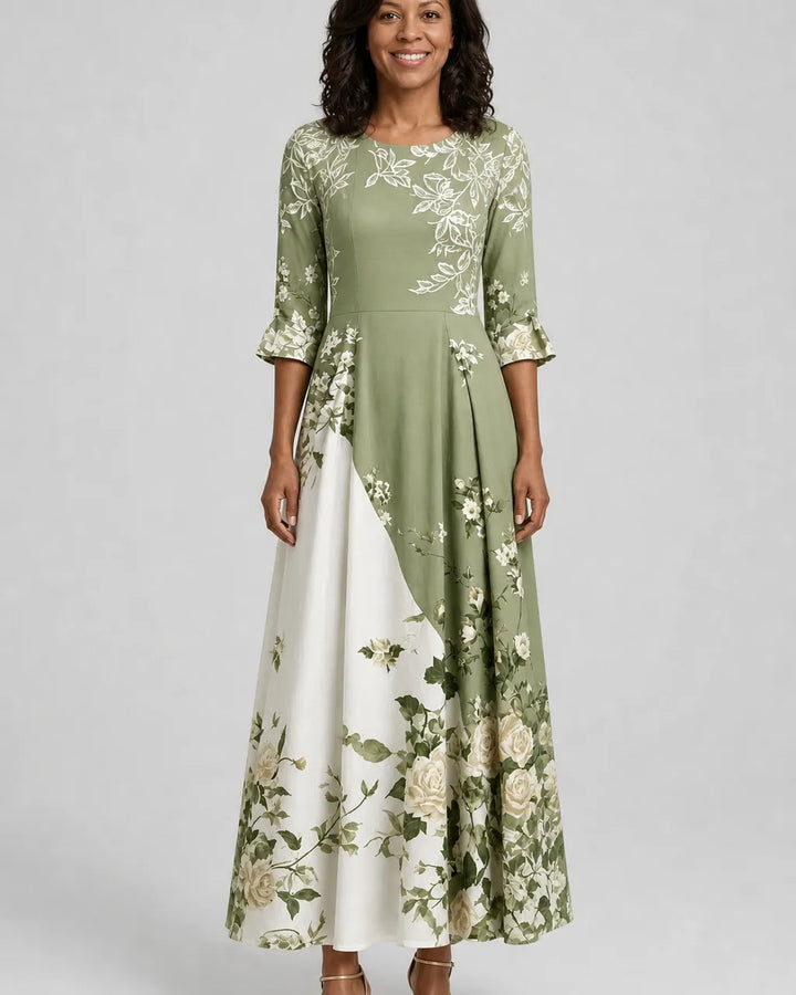 Asha | Sage Garden Rose Pocket Maxi Dress