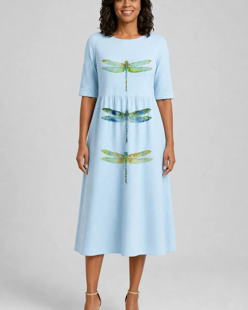 Zara | Sky Meadow Dragonfly Pocket Midi Dress