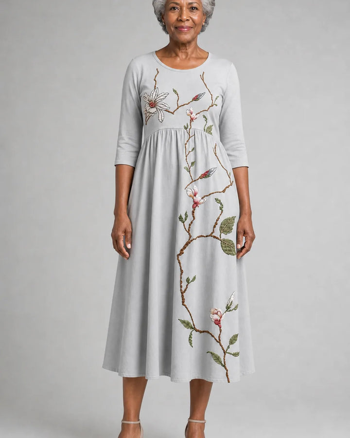 Farida | Silver Meadow Blossom Pocket Midi Dress