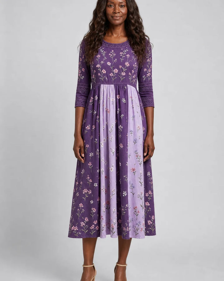 Rashida | Lavender Wildflower Panel Midi Dress