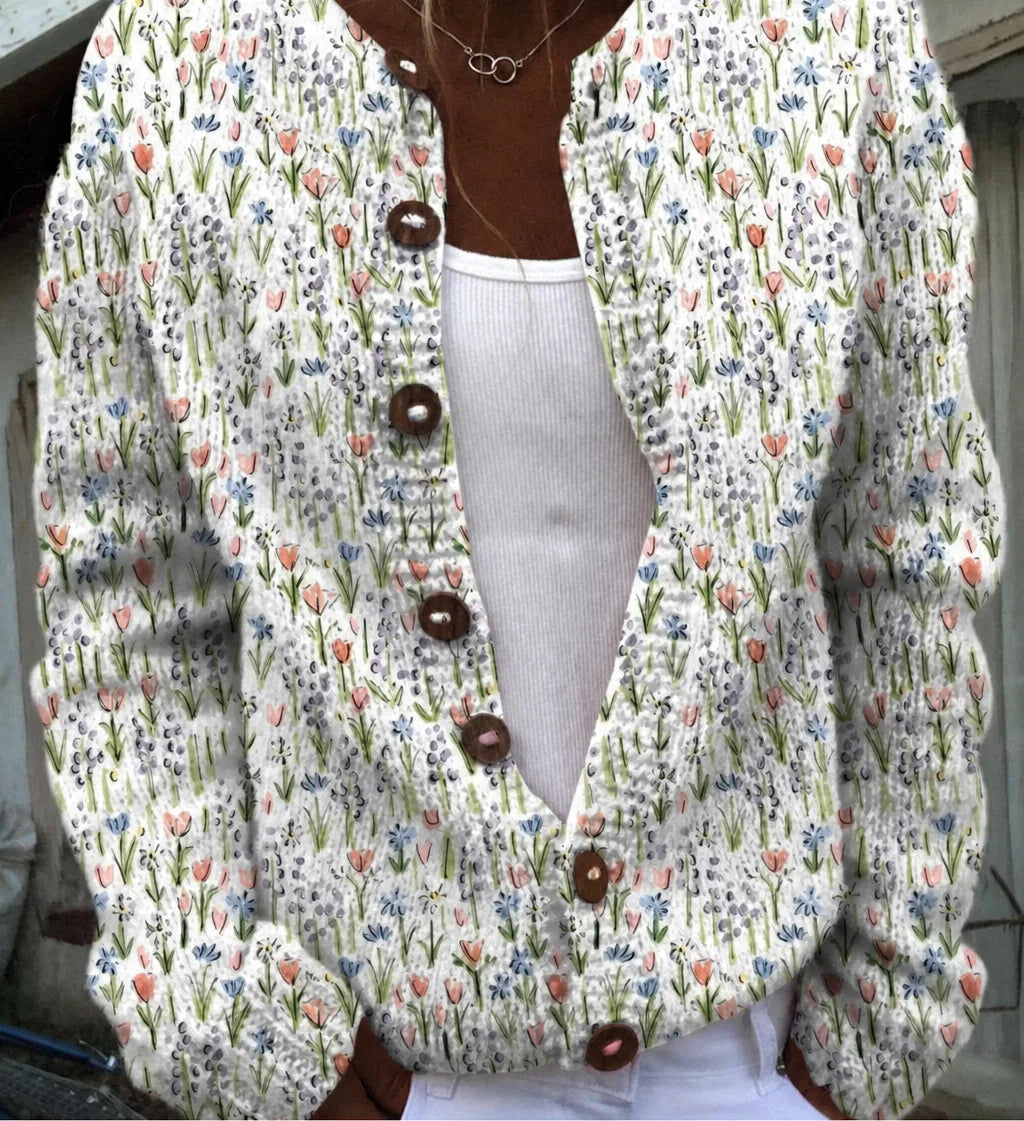 Ivadelle | Vintage Floral Knit Cardigan