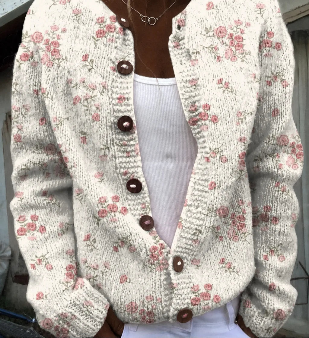Evanthea | Vintage Floral Knit Cardigan Sweater