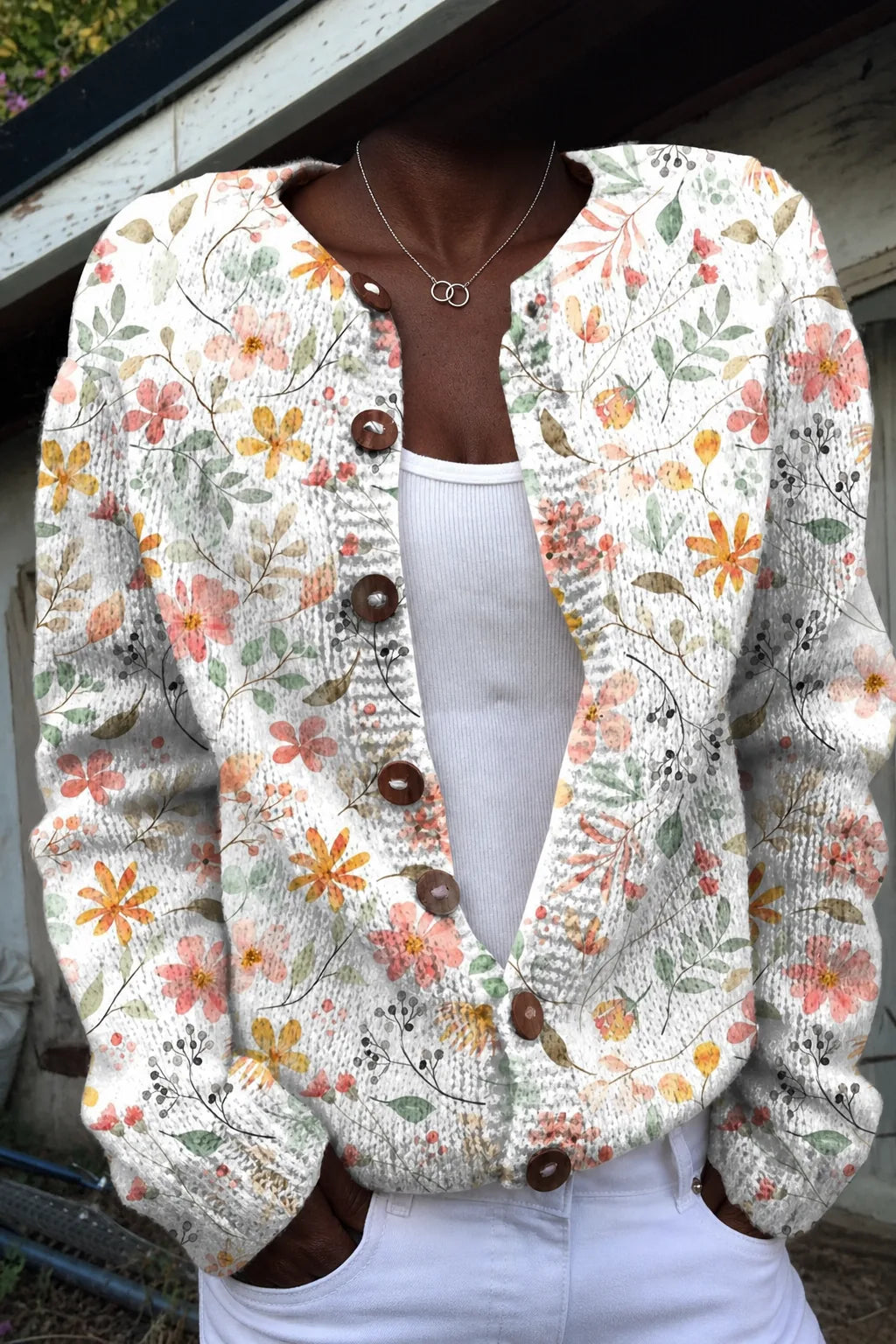 Greta | Vintage Floral Knit Cardigan Sweater