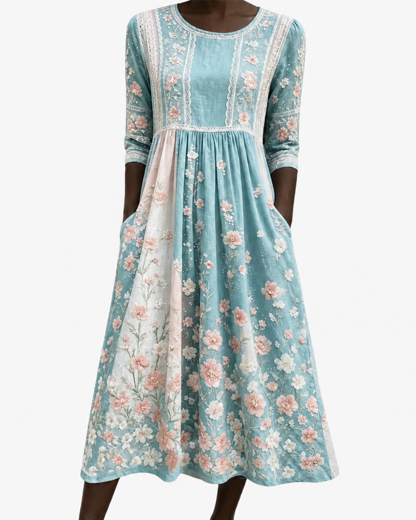 Lolade | Spring Blossom Patchwork Midi Dress