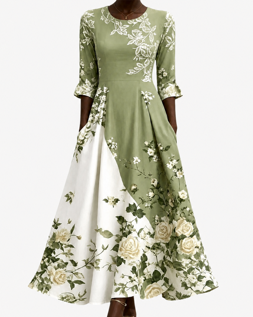 Fola | Sage Garden Rose Pocket Maxi Dress