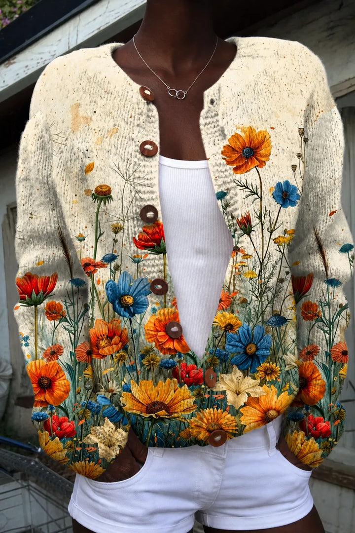 Tansy | Vintage Floral Print Cardigan Sweater