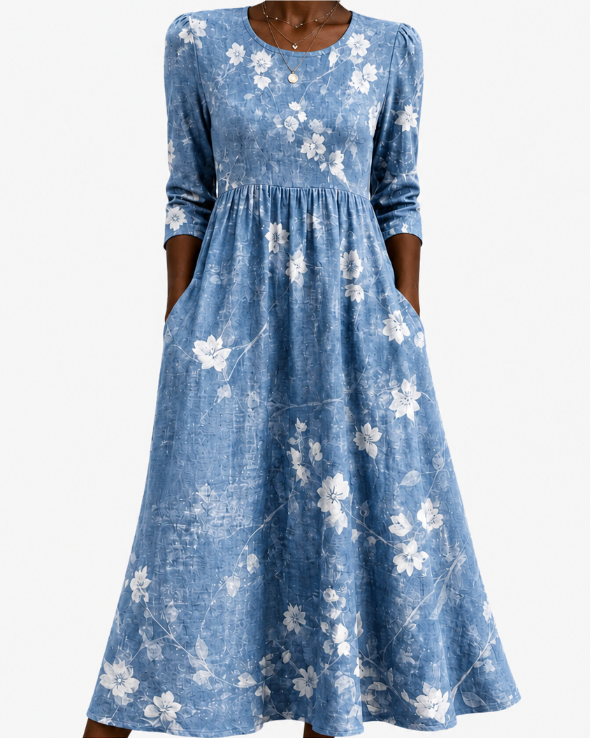 Yetunde | Bluebell Breeze Floral Pocket Midi Dress