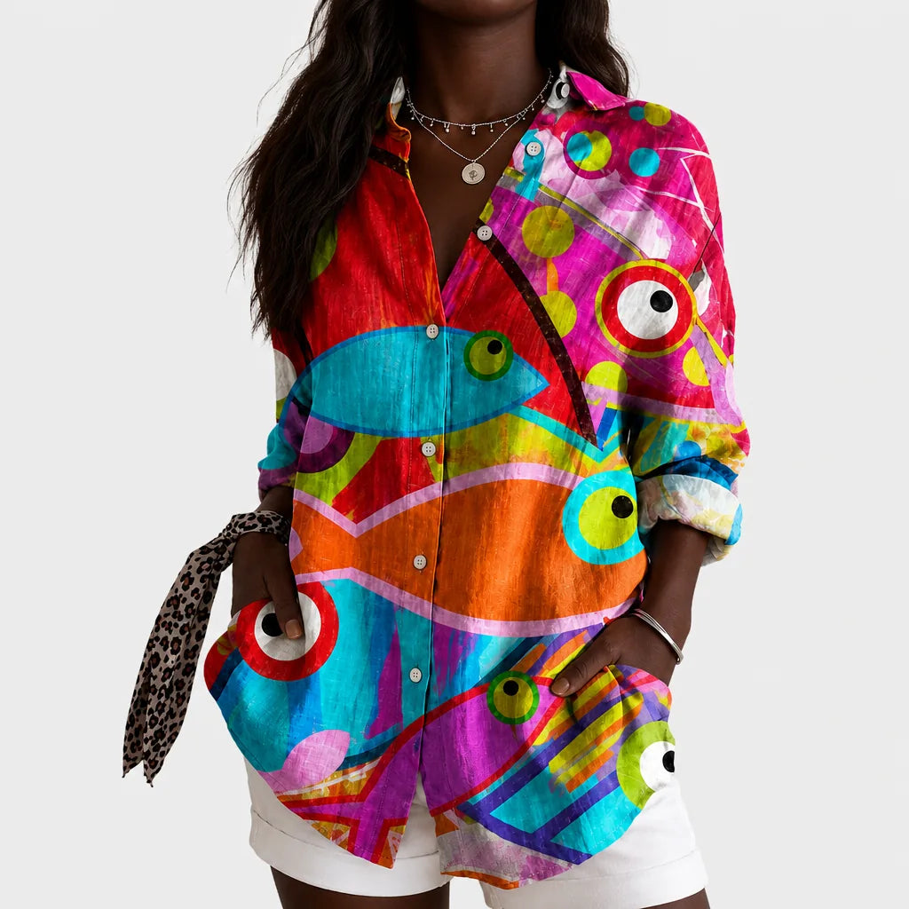 Lila | Vibrant Mosaic Art Blouse