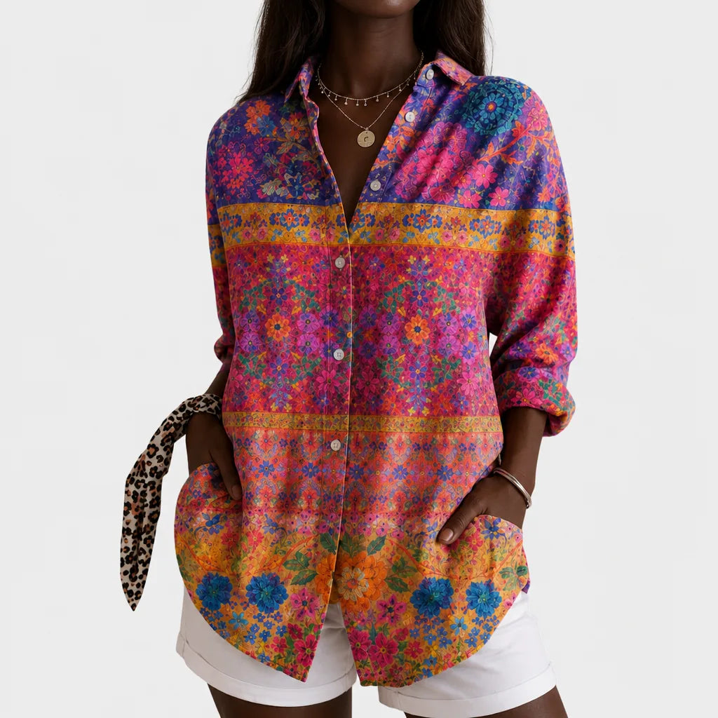 Amani | Vibrant Garden Mosaic Blouse