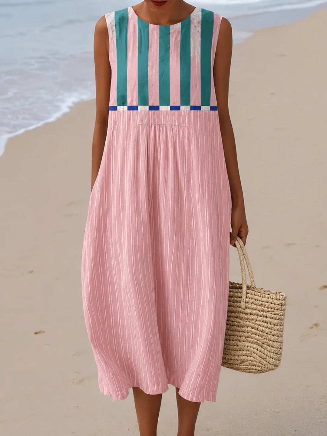 Lily Striped Pastel Midi Dress