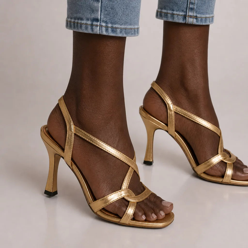 Nova | Golden Strappy Heels