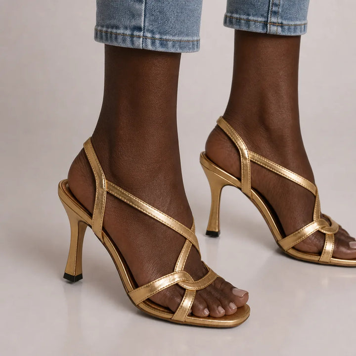 Nova | Golden Strappy Heels