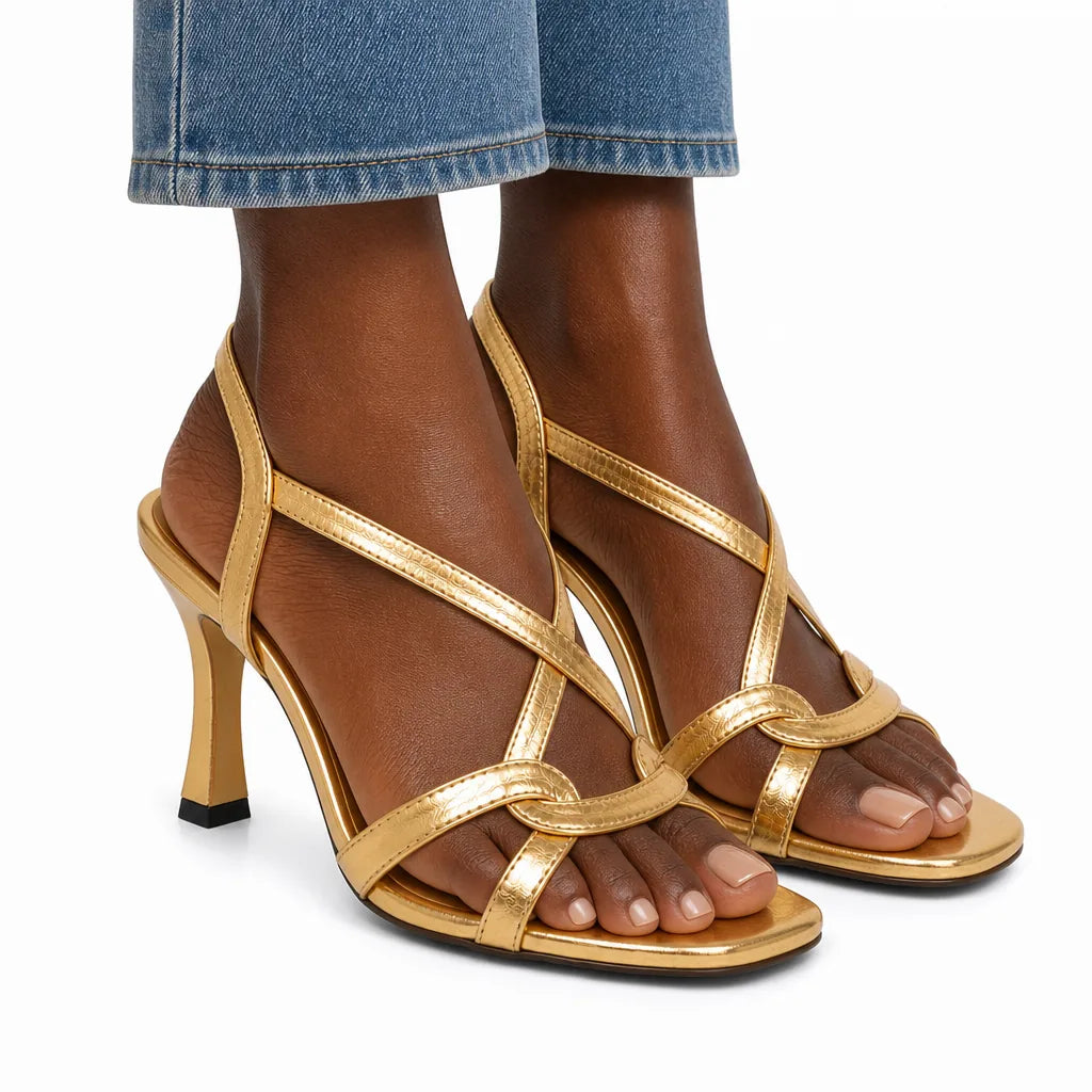 Nova | Golden Strappy Heels