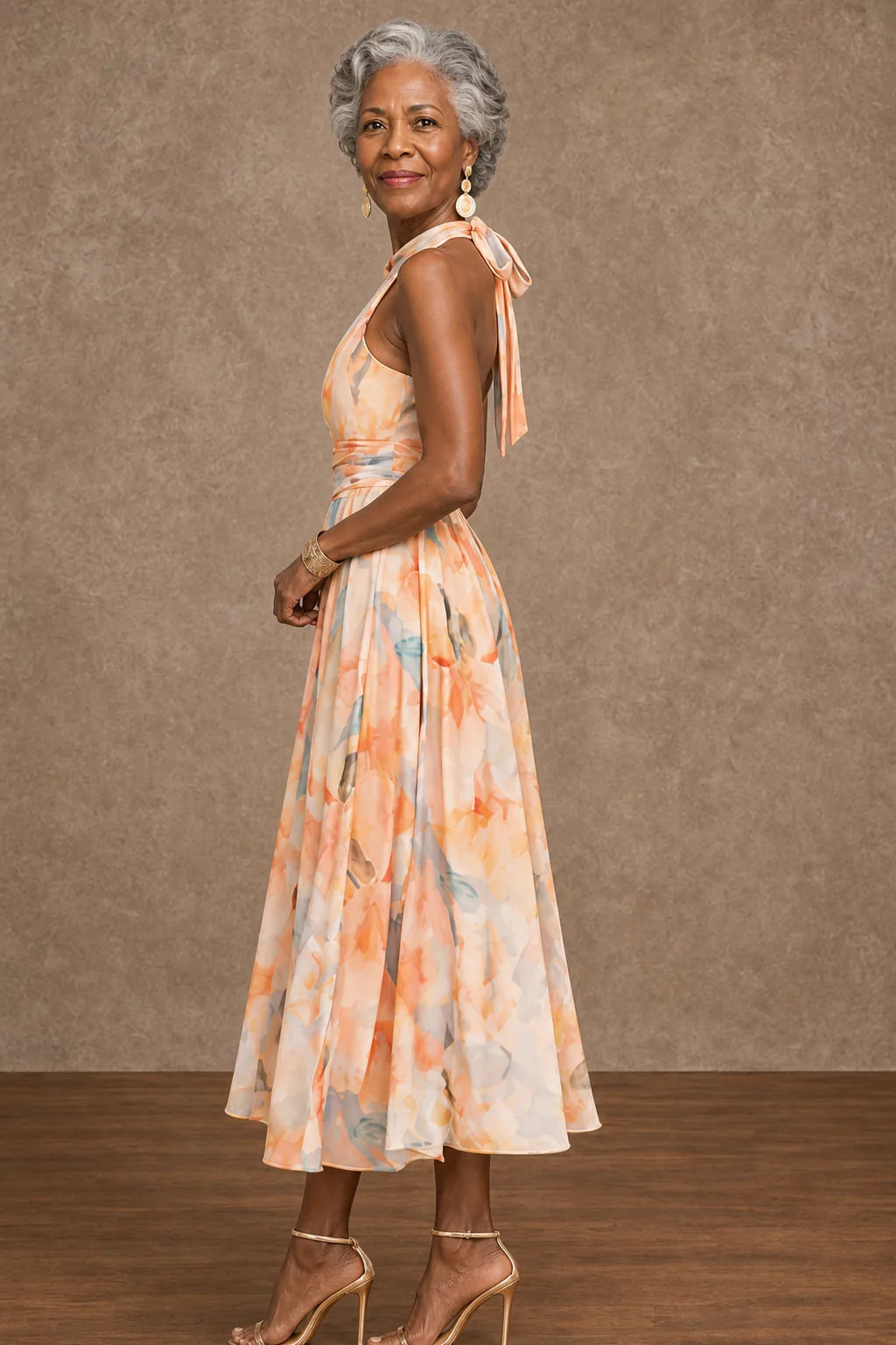 Kachi | Halter Watercolor Print Maxi