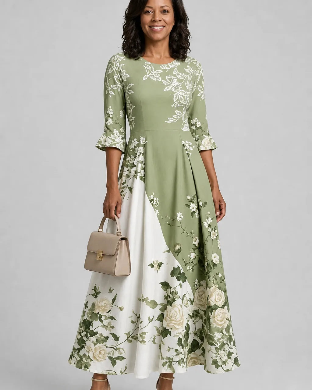 Asha | Sage Garden Rose Pocket Maxi Dress