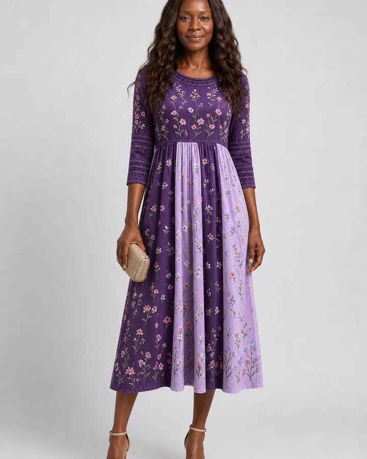 Rashida | Lavender Wildflower Panel Midi Dress