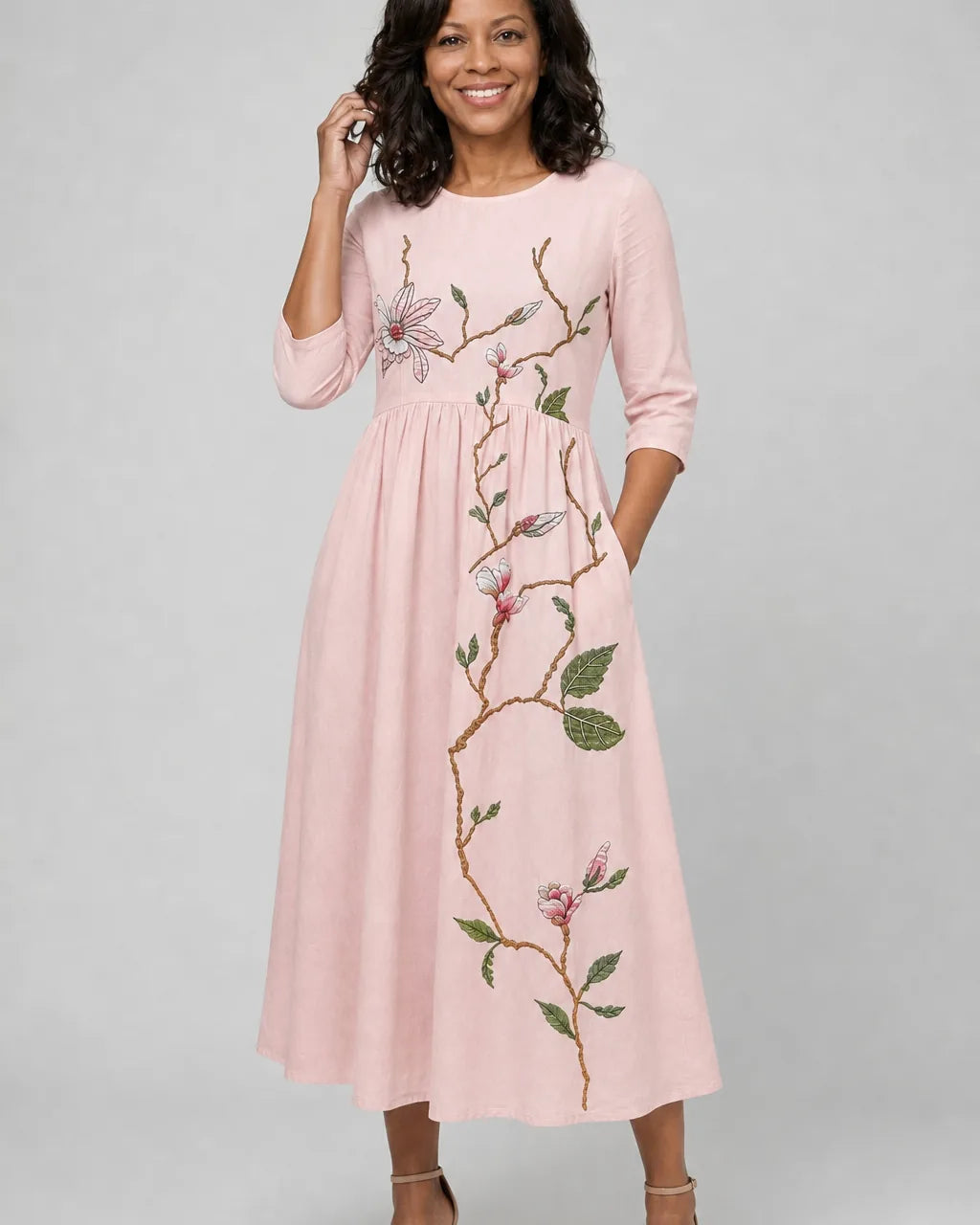 Kesse | Blush Magnolia Garden Midi Dress