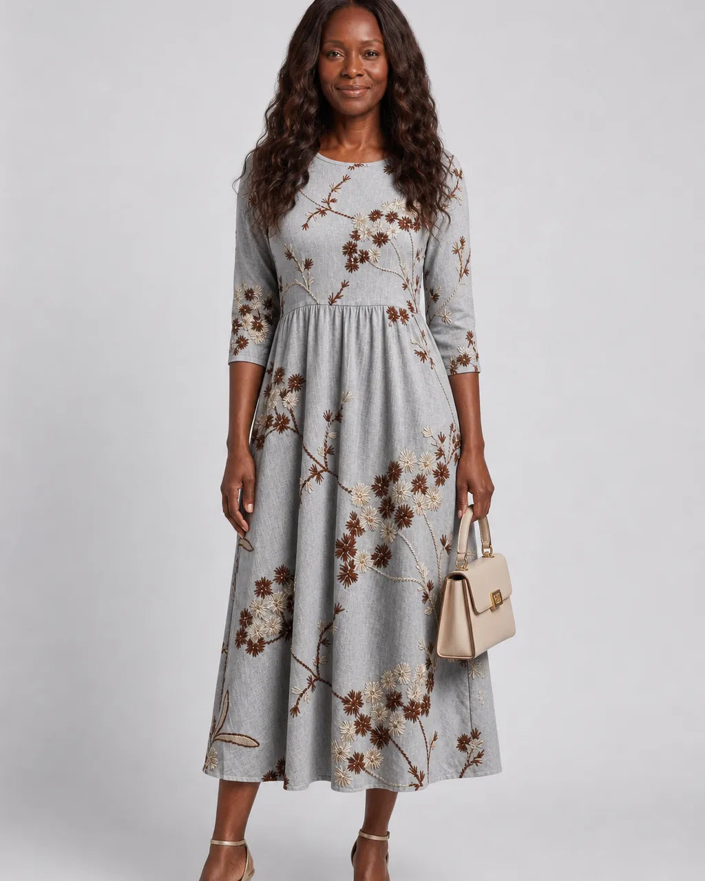 Adira | Autumn Blossom Pocket Midi Dress