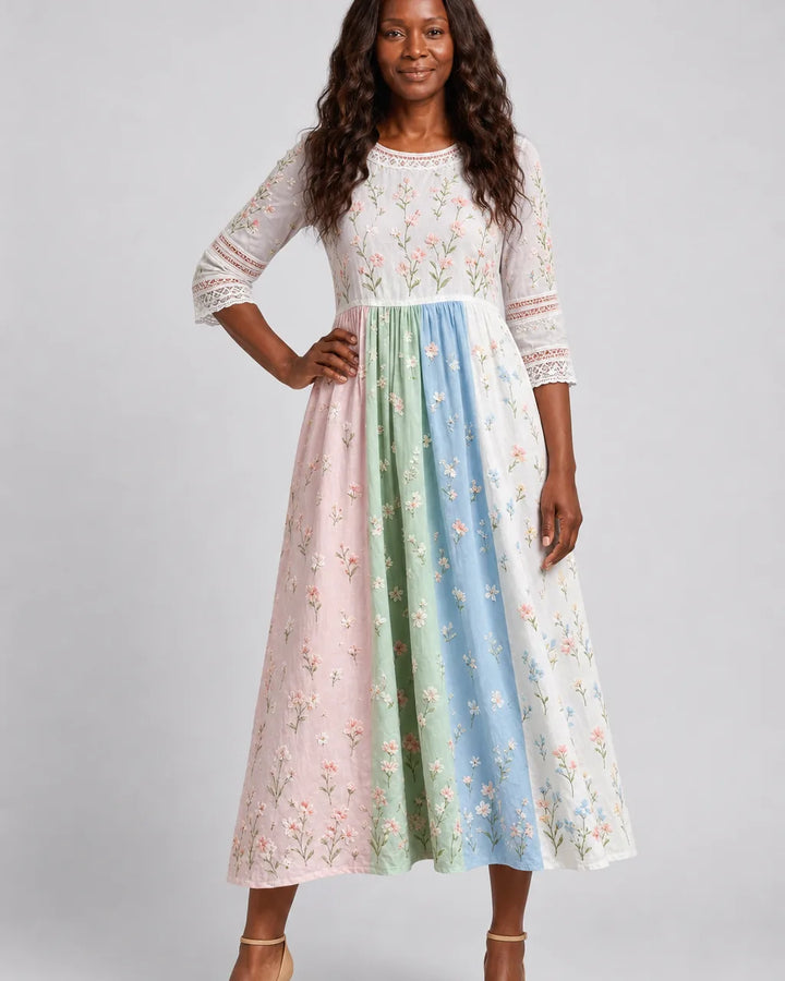Ife | Pastel Meadow Floral Pocket Midi Dress