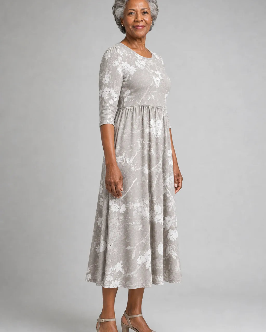 Panya | Silver Blossom Grace Pocket Midi Dress