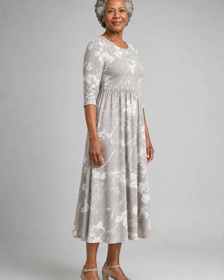 Panya | Silver Blossom Grace Pocket Midi Dress