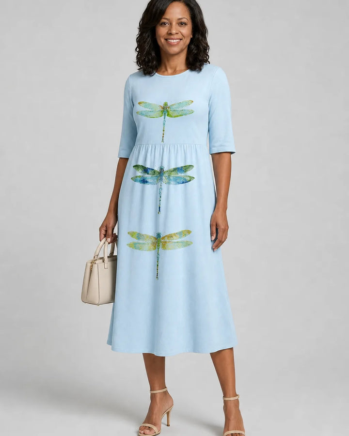 Zara | Sky Meadow Dragonfly Pocket Midi Dress