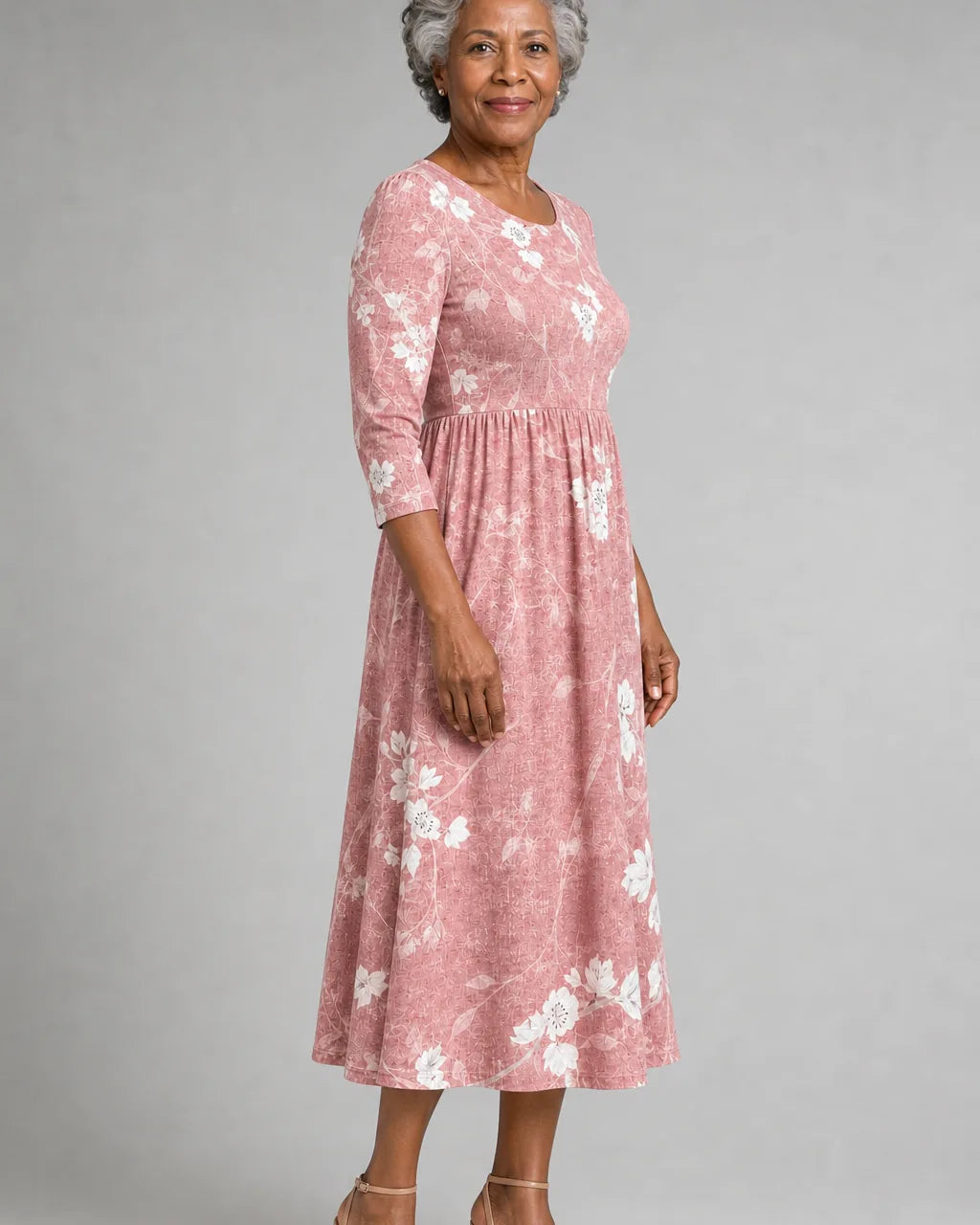 Ebony | Blush Bloom Grace Pocket Midi Dress
