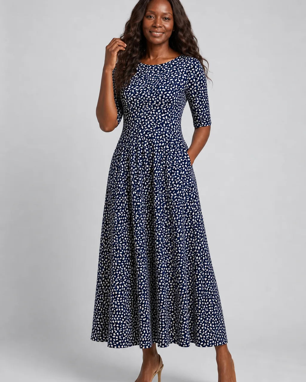 Aisha | Midnight Bloom Pocket Maxi Dress