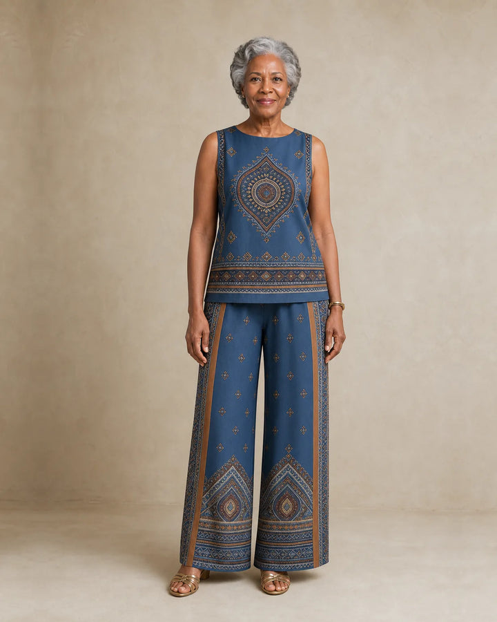 Sierra | Sleeveless Print Top & Wide-Leg Set