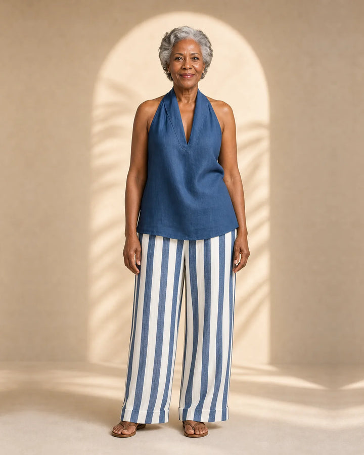 Alani | Halter Top & Striped Wide-Leg Set