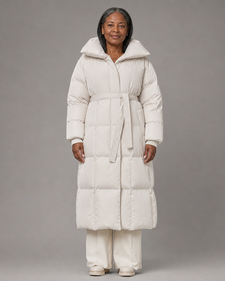 Denor | Long puffer jacket with belt