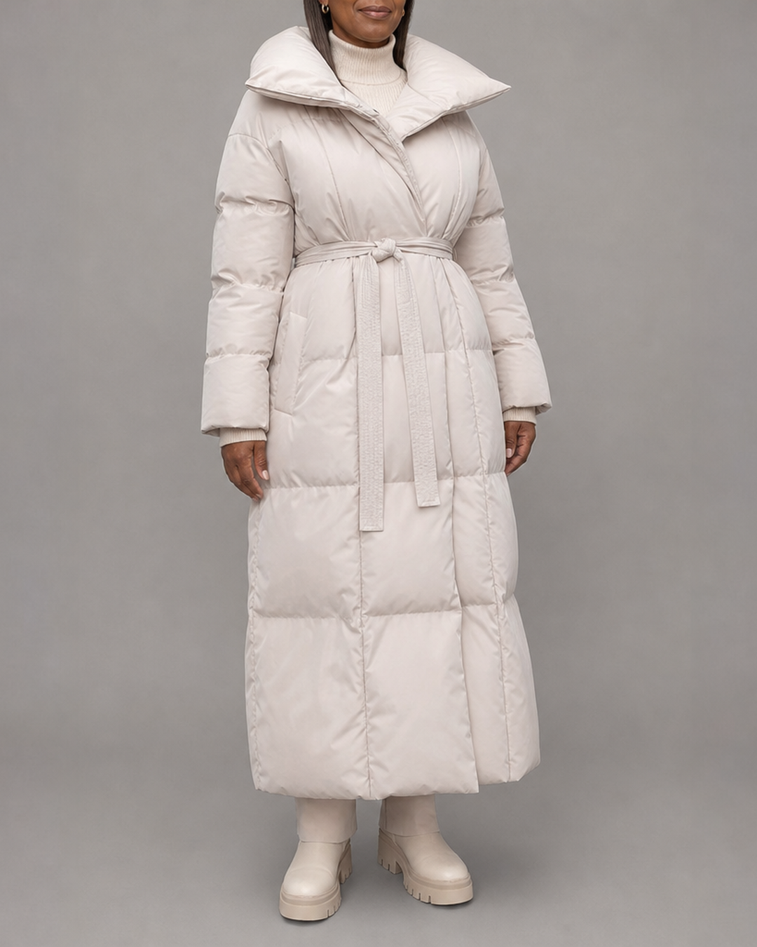 Denor | Long puffer jacket with belt