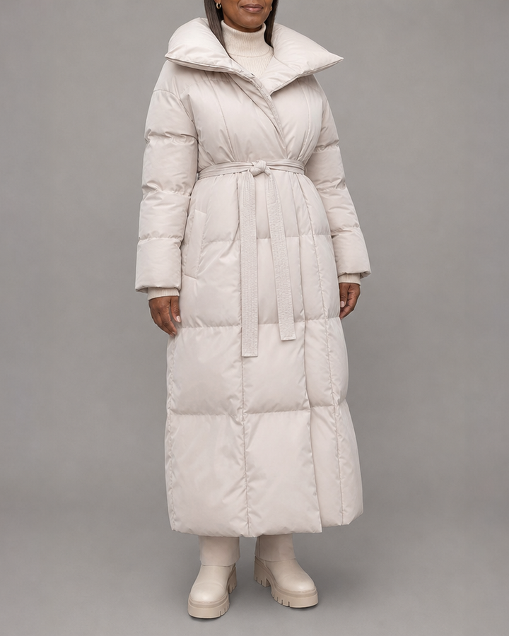 Denor | Long puffer jacket with belt