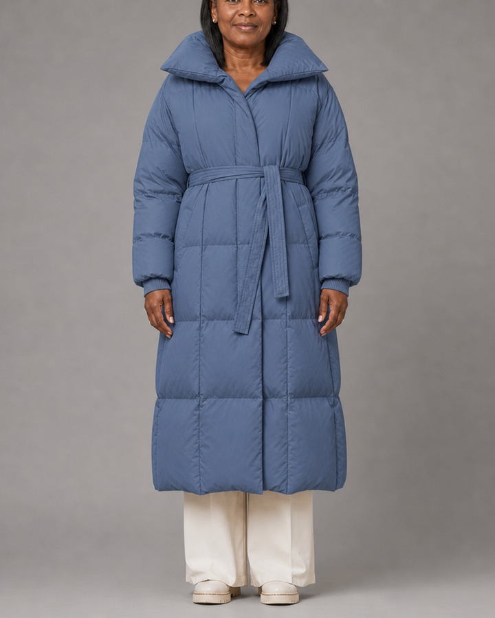 Denor | Long puffer jacket with belt